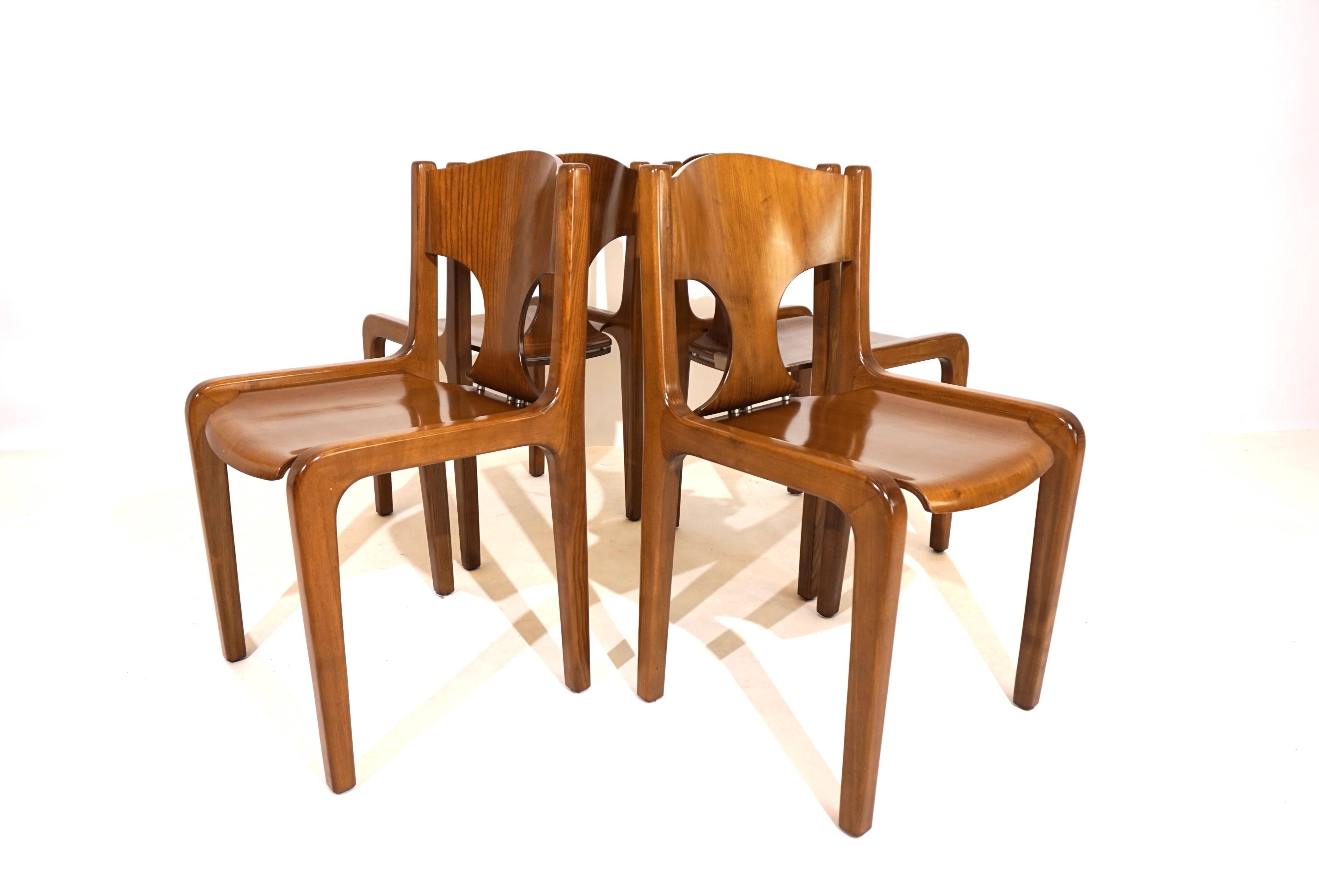 Pozzi dining chairs set of 4 by Augusto Savini