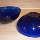 Set of 2 low cuts in transparent blue glass
