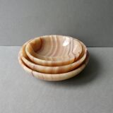 Set of 3 cups, empty pink agate pocket, 70s