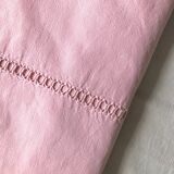 Drap ancien en lin et coton rose candy