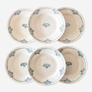 6 assiettes plates terre de fer vieux St Amand