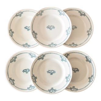 6 flat plates iron earth, old St Amand