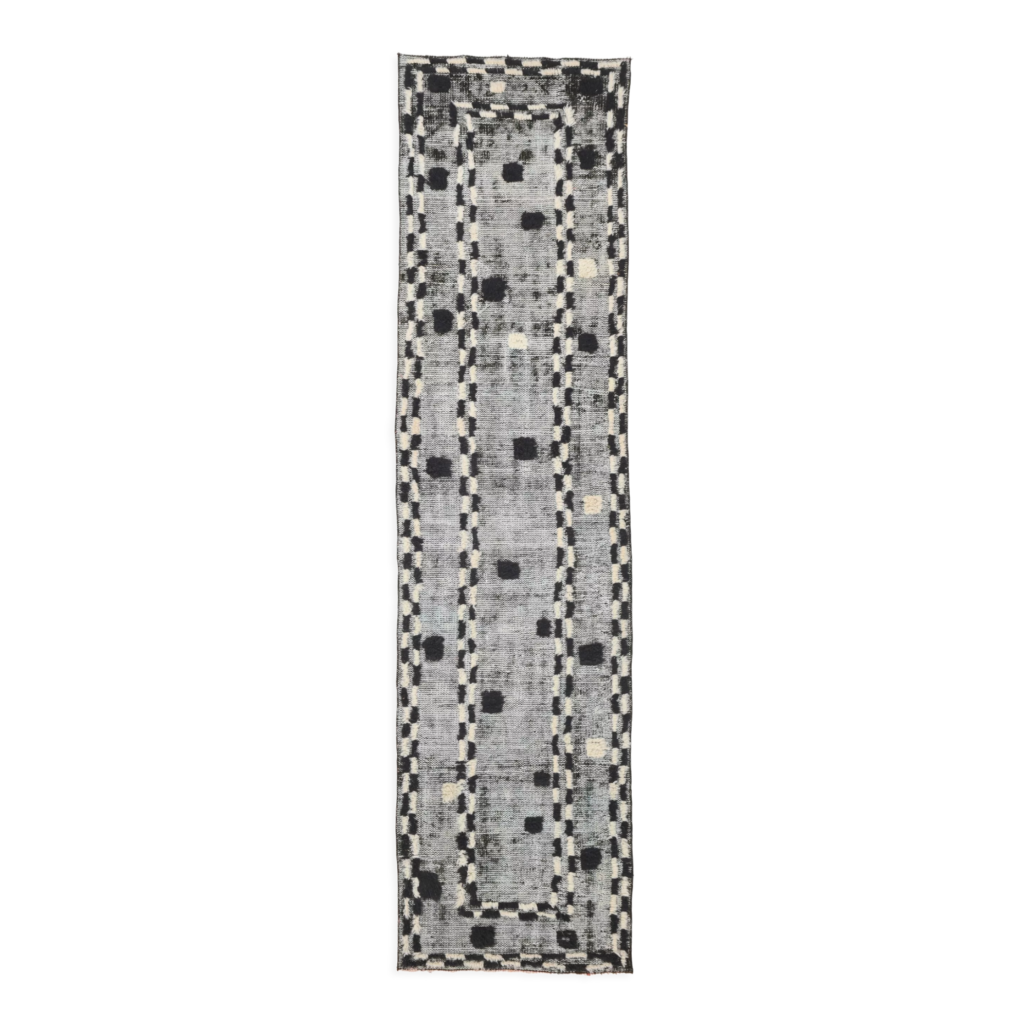 Black & beige turkish runner rug 72x284cm