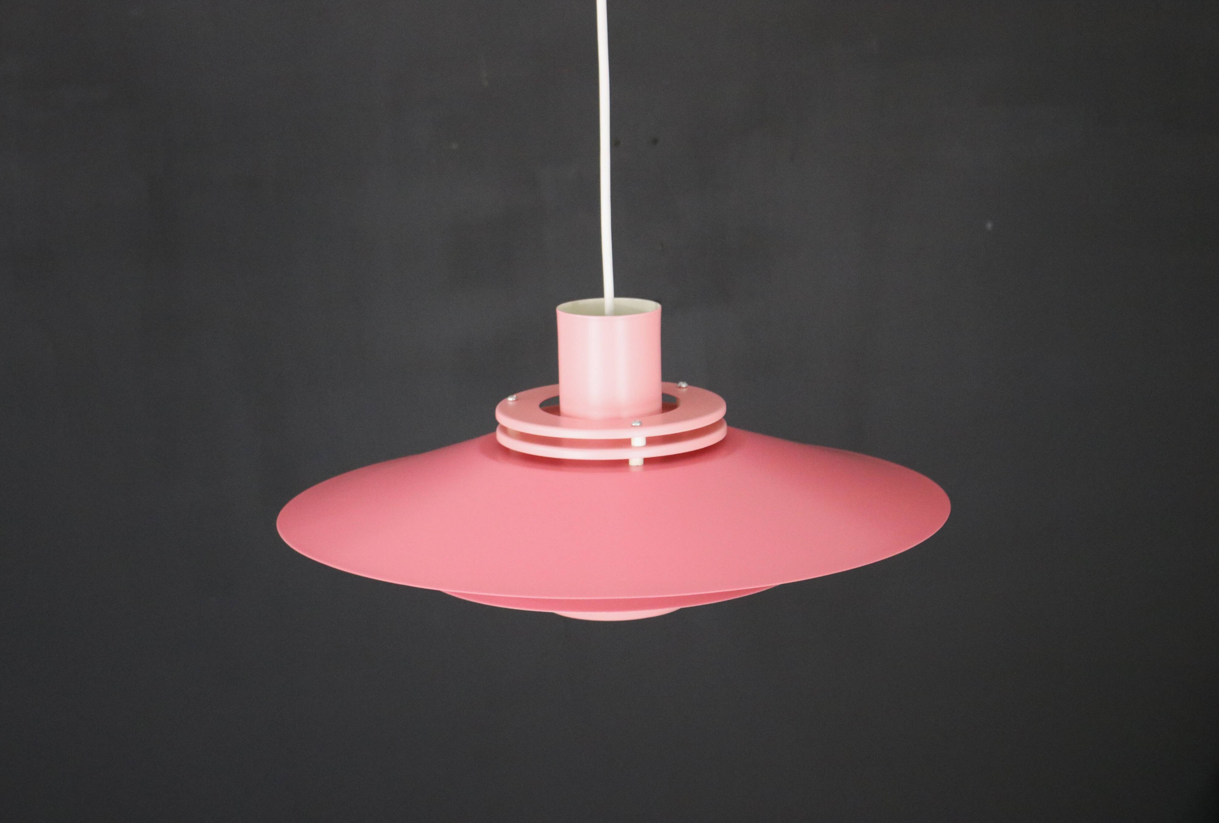 Great pink restored Danish ceiling lamp *** Danish design *** unique *** Denmark 1970's