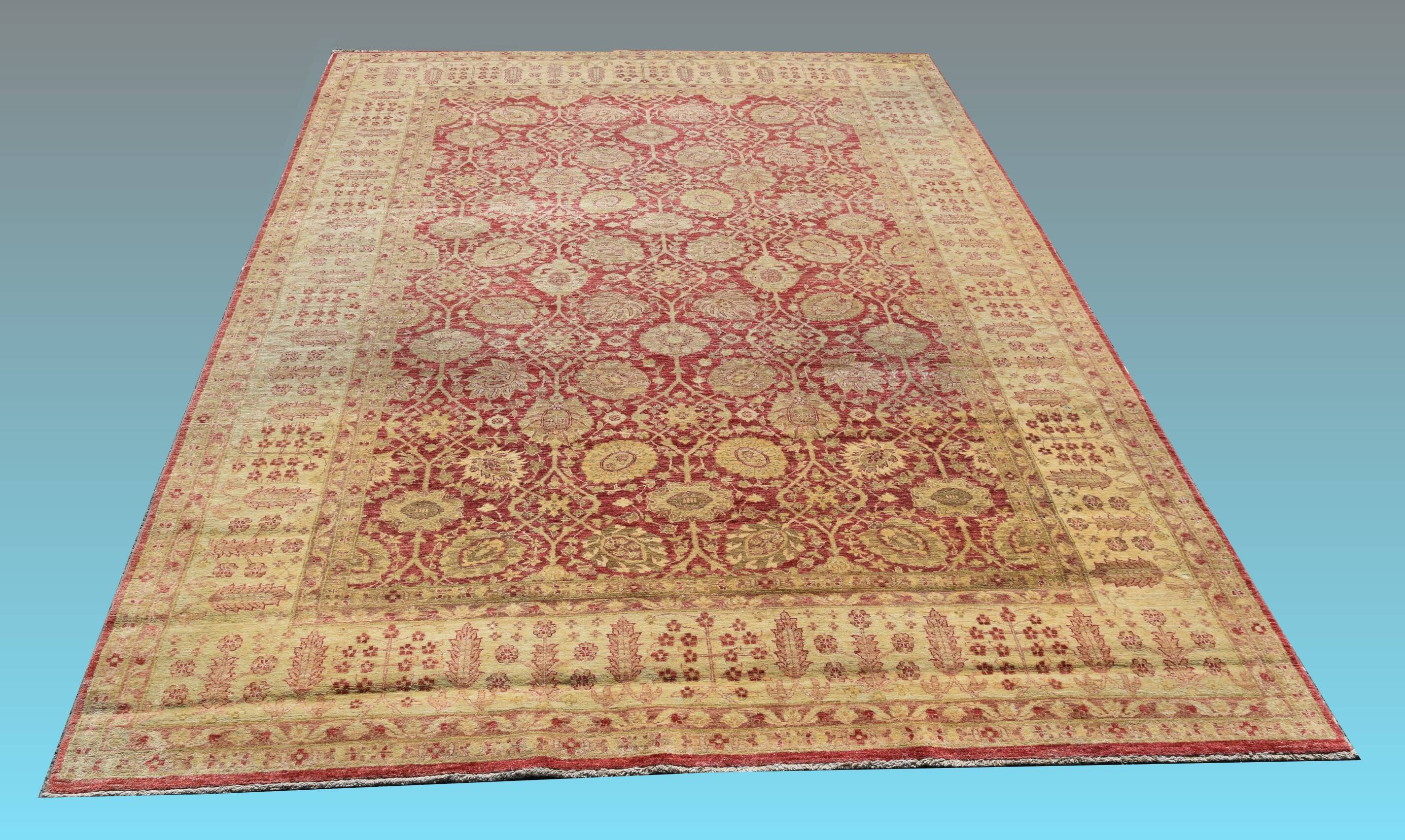 Large Ziegler Oriental Rug: 3.90 X 2.80 Meters - Handmade in wool