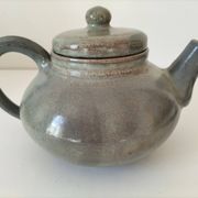 Large handcrafted celadon glazed ceramic teapot