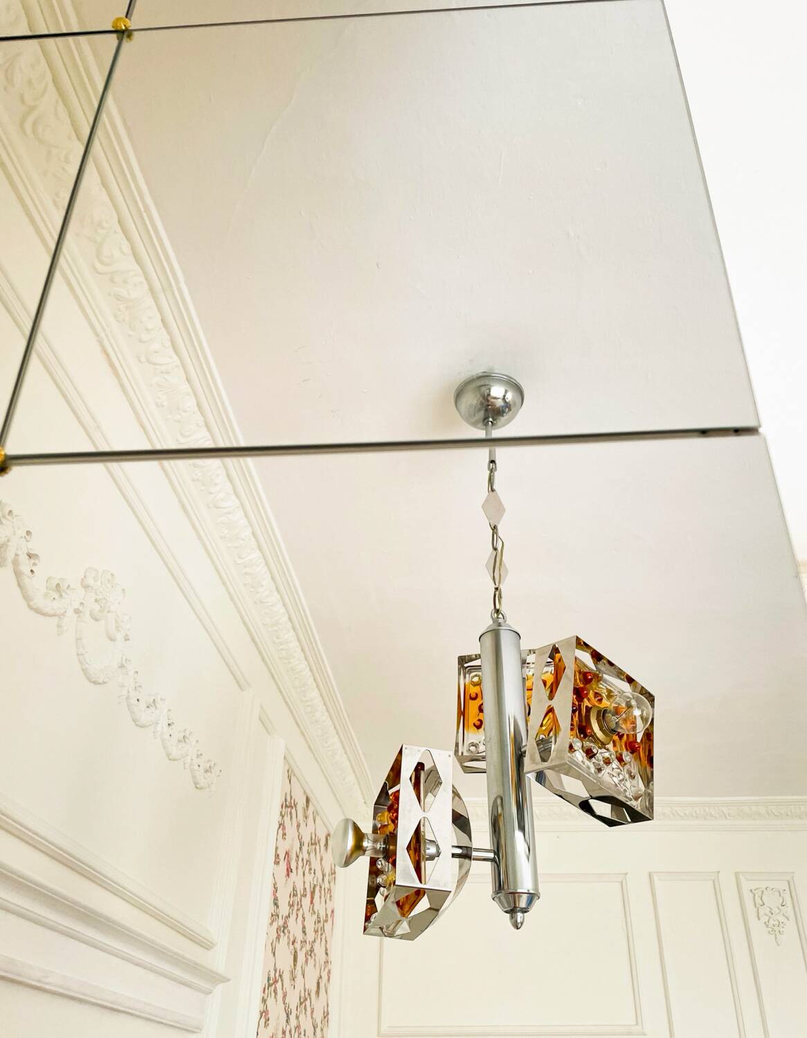 Suspension vintage en verre de Murano par Mazzega – années 70 – verre
