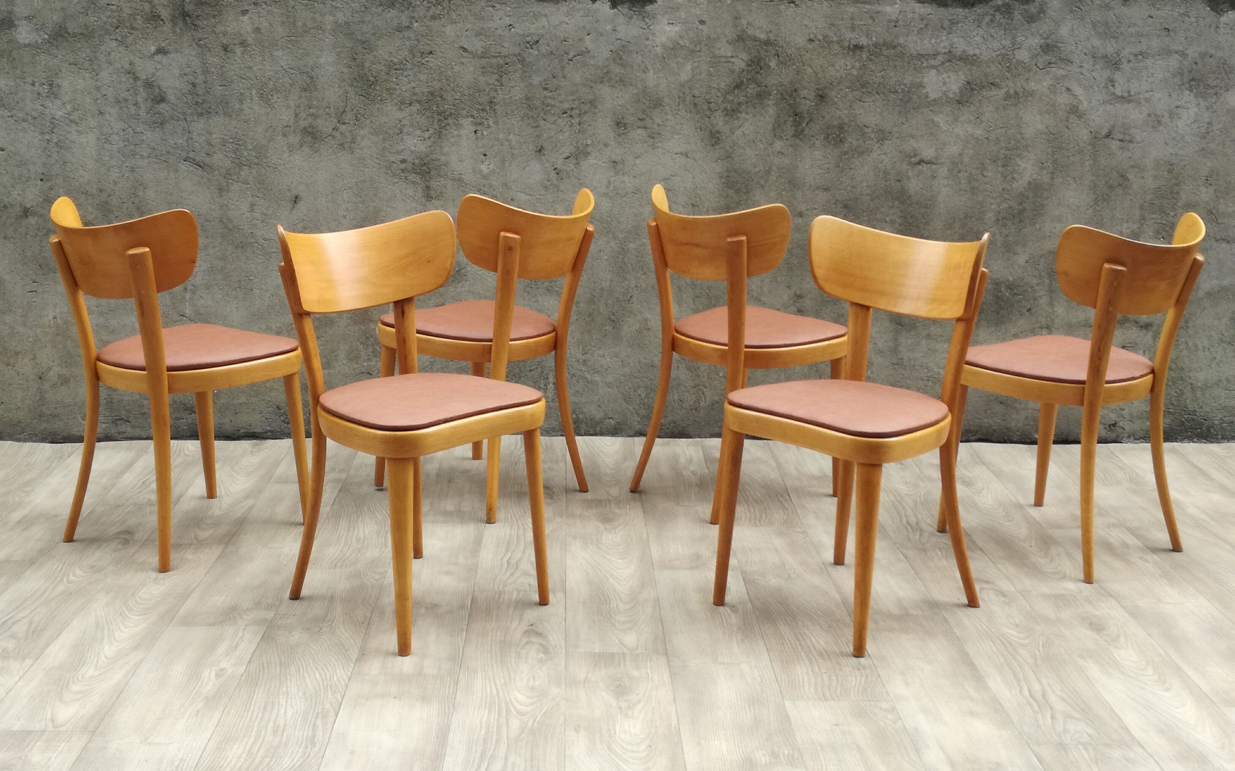 6 thonet chairs in blond wood