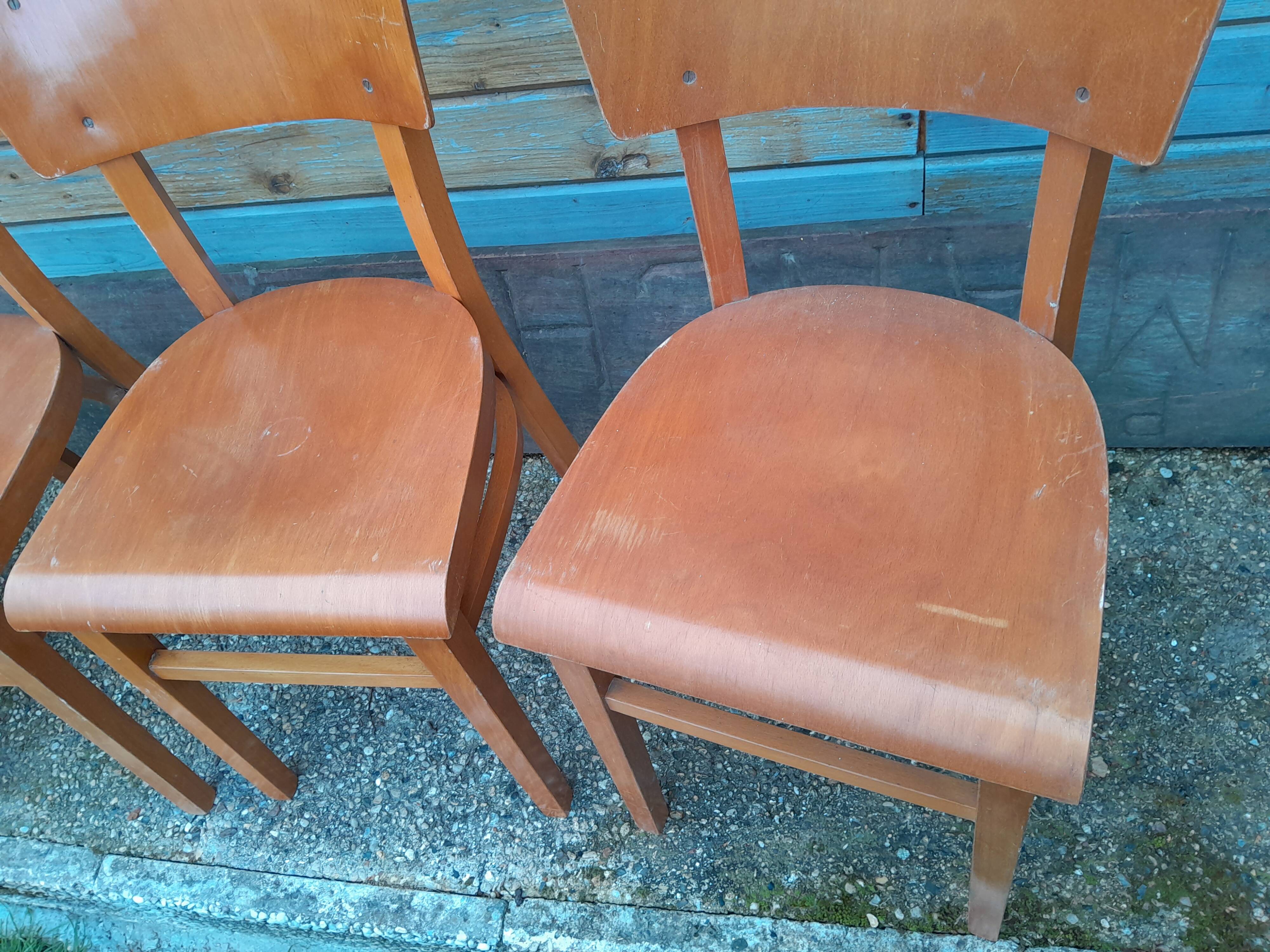 4 old vintage bistro chairs