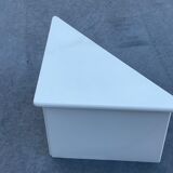 Set of three triangle side tables wood white creme design