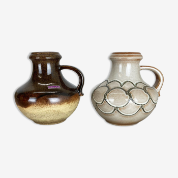 Ensemble de deux vases en poterie « Multi-Color » par Scheurich, Allemagne, années 1970