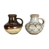 Set of two pottery fat lava vases "multi-color" by scheurich, germany, 1970s