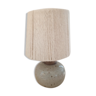 Vintage enamelled stoneware lamp with rope lampshade