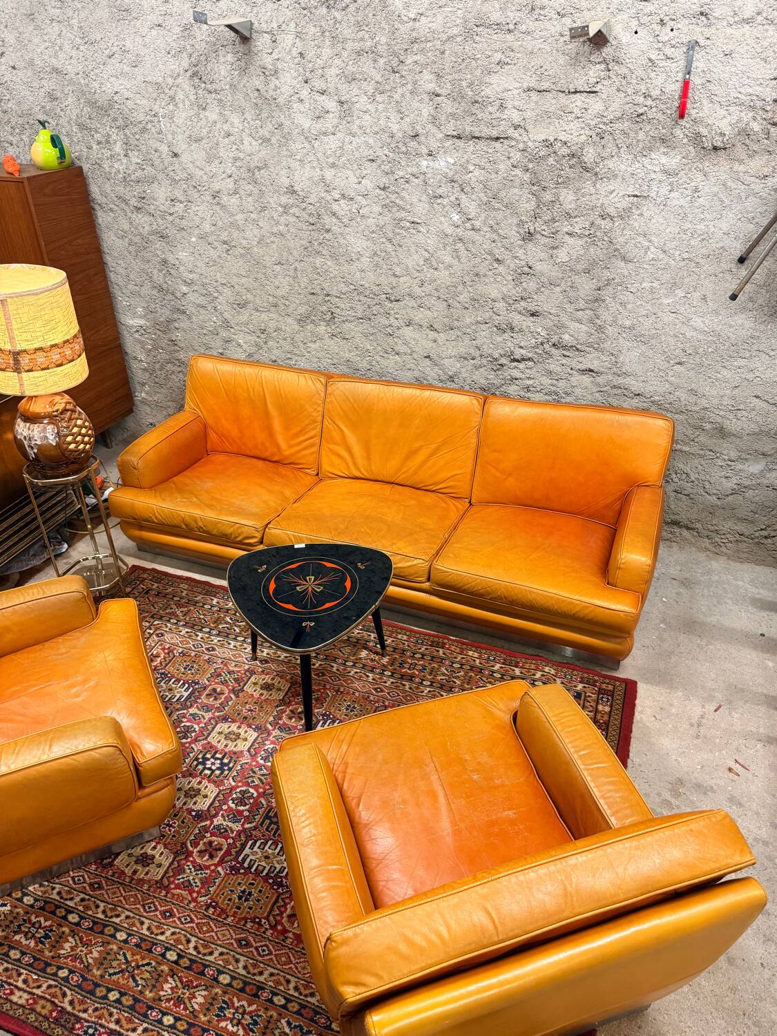 Sofa set + 2 vintage armchairs Roche Bobois - 1970