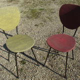 2 vintage chairs, metal and skaï