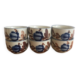 6 Tasses/gobelets À Thé Traditionnel Chinois En Grès Vintage Fleurs De Coton