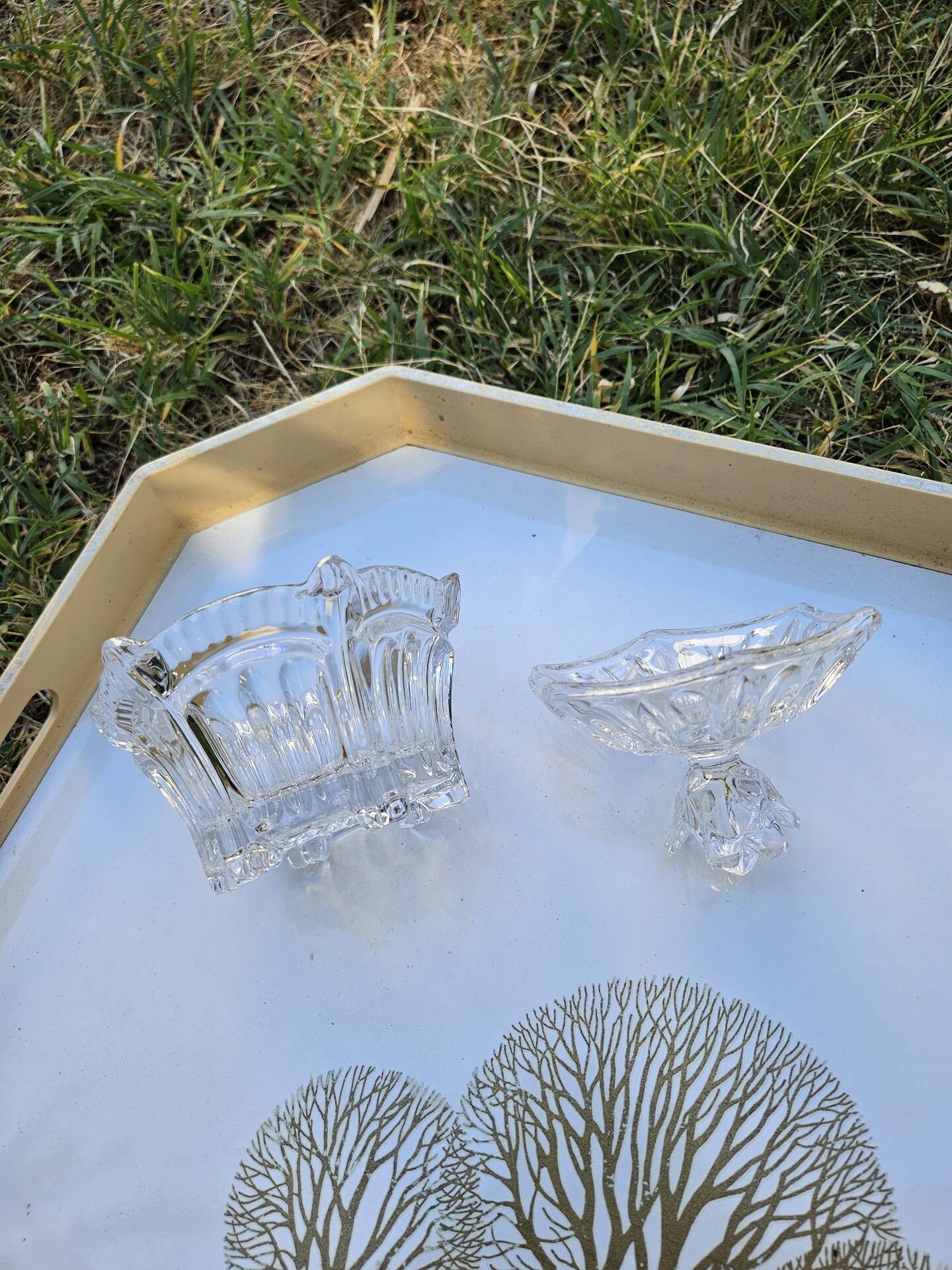 Cut crystal sugar bowl