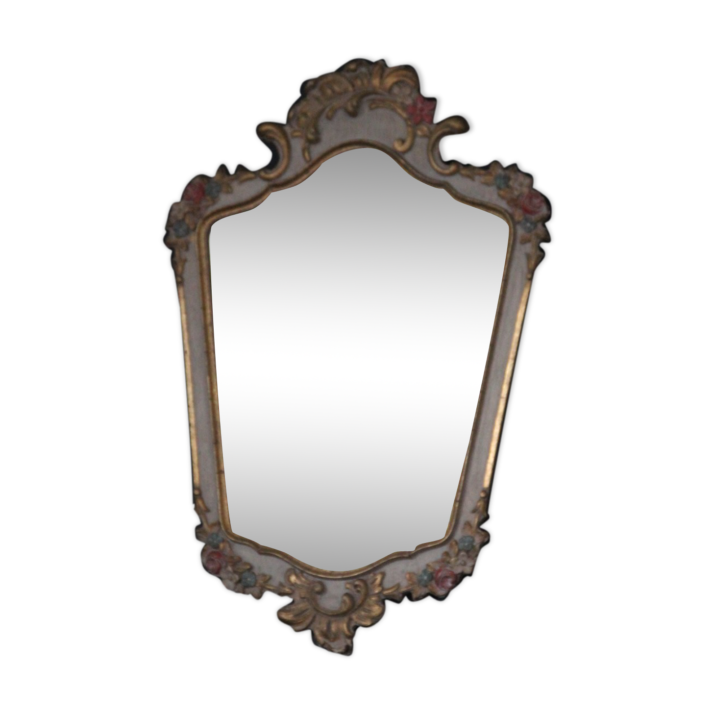 Baroque mirror with floral stucco decoration 35x52cm