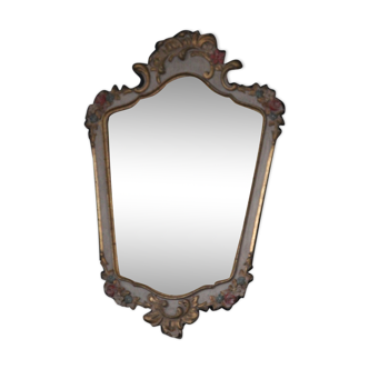 Small baroque mirror with a stucco floral decoration 35x52cm