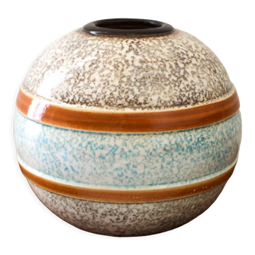 Vase boule céramique émaillée art déco signé