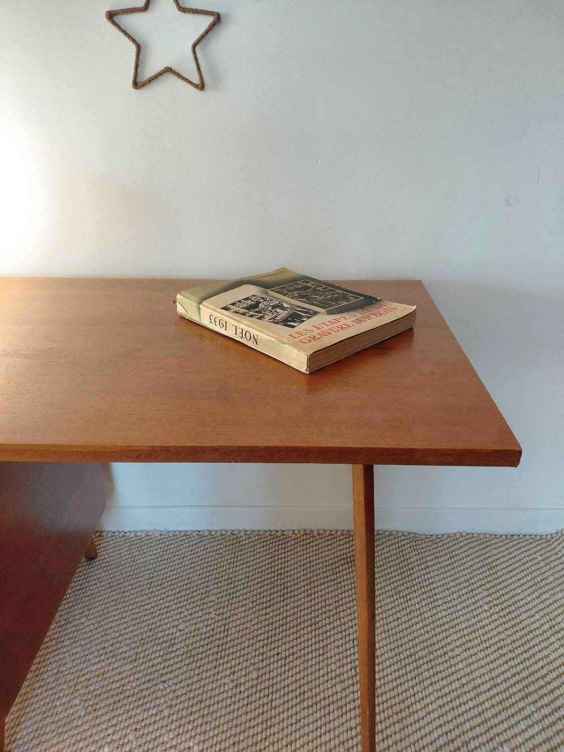 Vintage Scandinavian desk with a floating top and splayed legs - 1960.