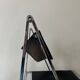 Set of 2 folding chairs in leather and chrome model Elios by Fontini & Geraci, Italy 1970
