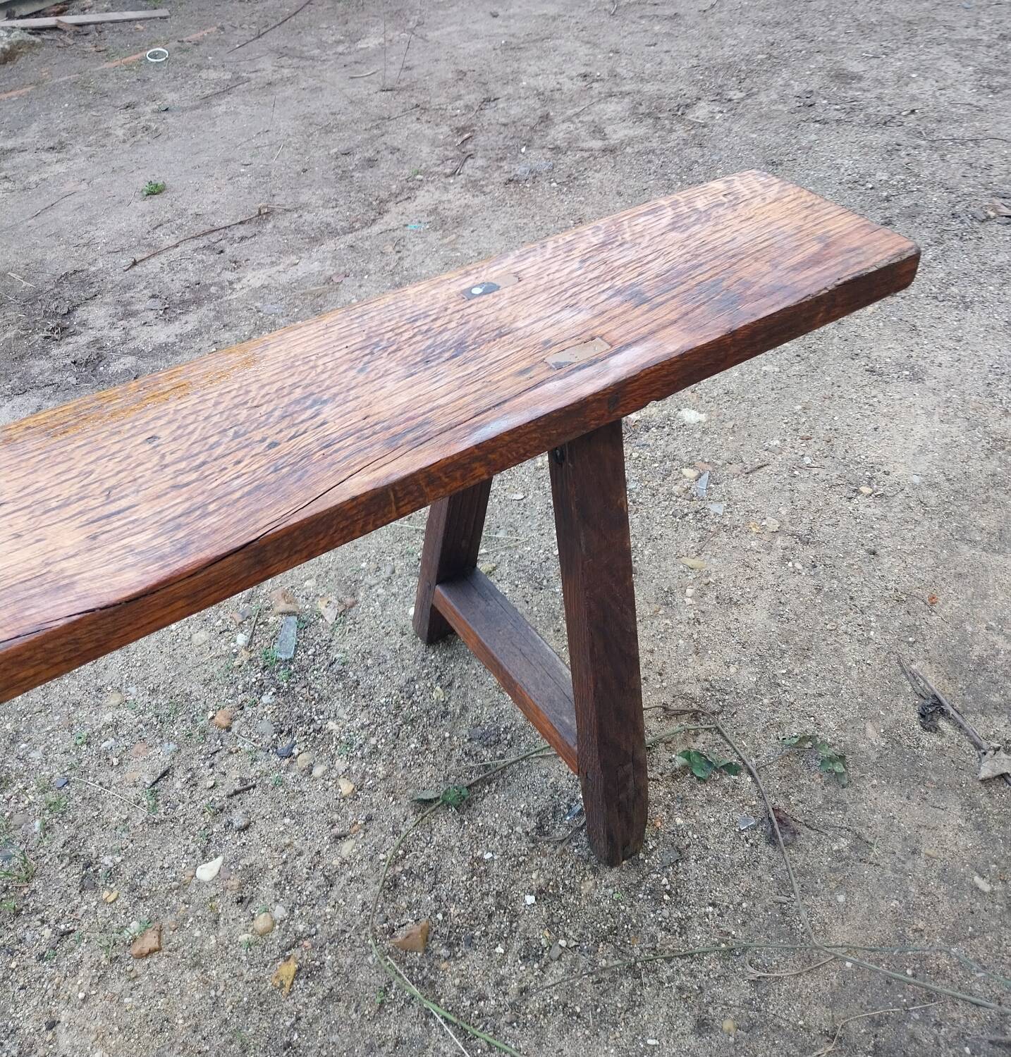Old oak farm bench