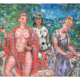 Oil on canvas by Pierre Monteret Three women twentieth
