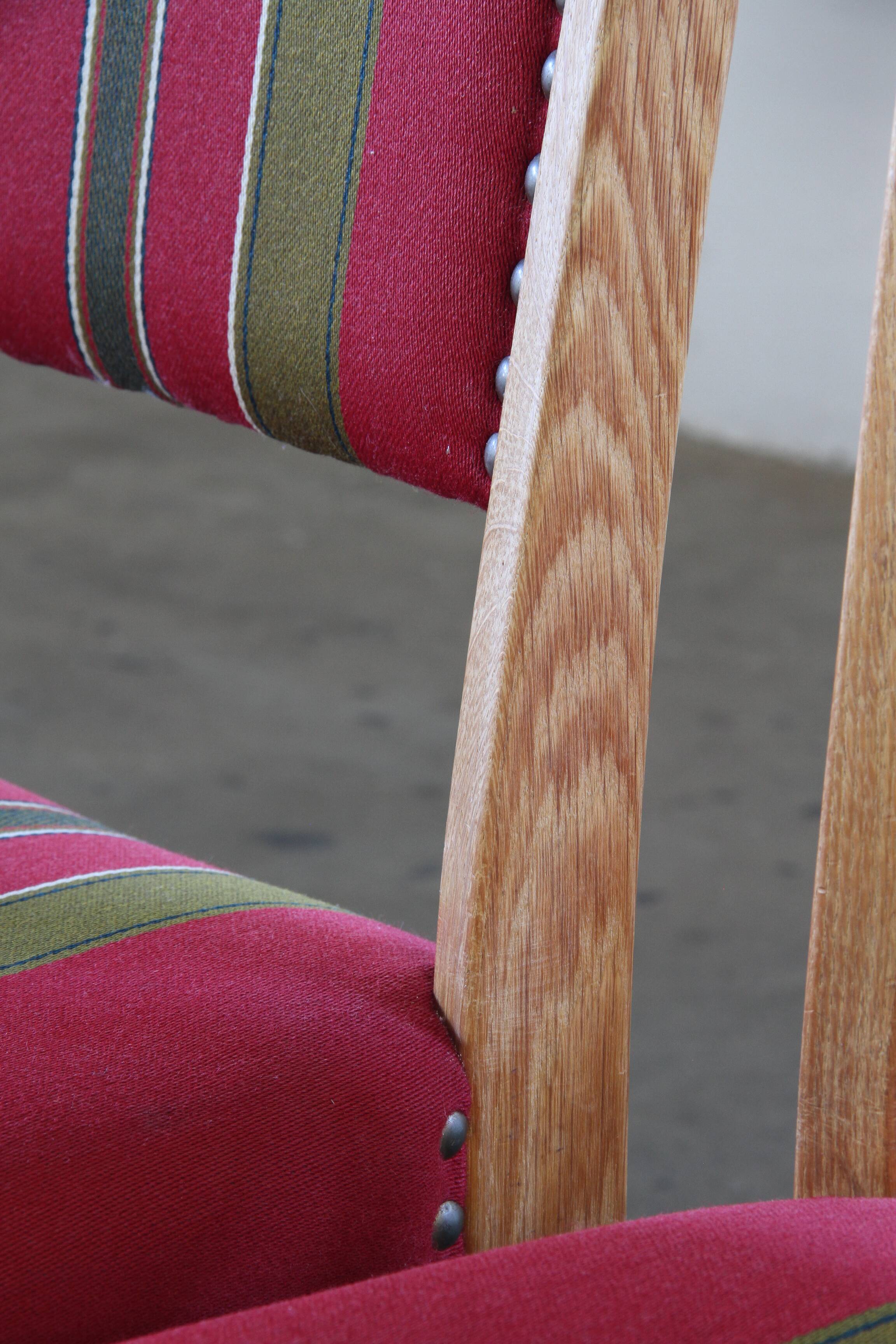 Lot of 6 Vintage Danish Brutalist Oak Dining Chairs, Henning Kjærnulf Style, 1960s