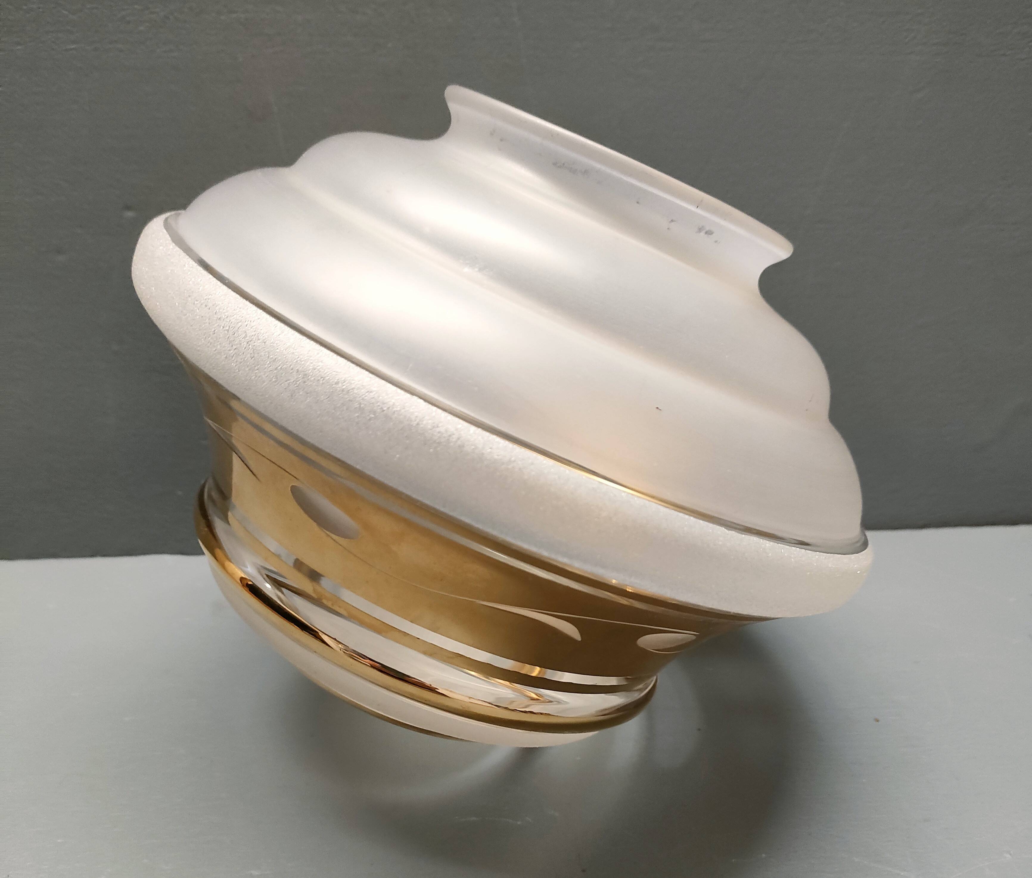 Art-deco globe for ceiling light - granite and gold glass - 1930s