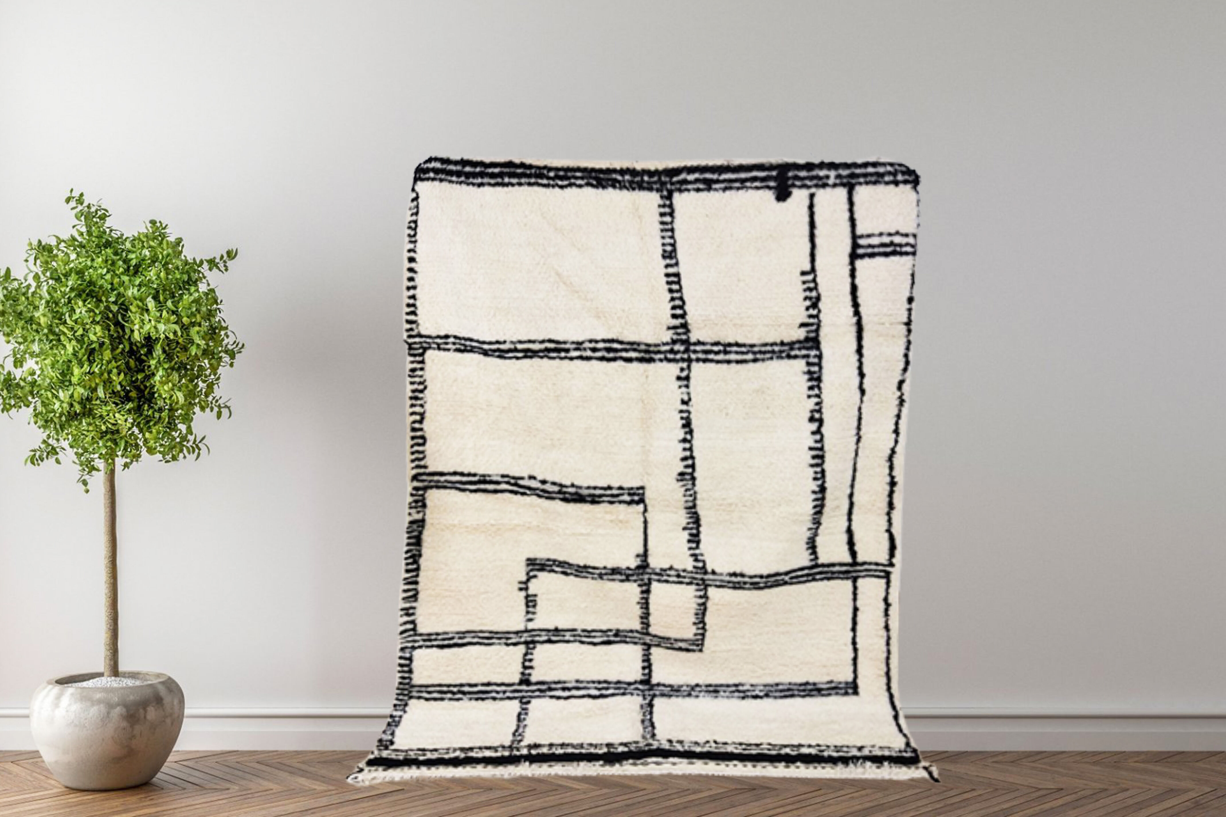 Handmade moroccan berber carpet 213 x 147 cm