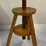 Adjustable and swivel wooden stool