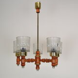 Mid-century Wood Chandelier by Instala Jilove u Decina,1960's