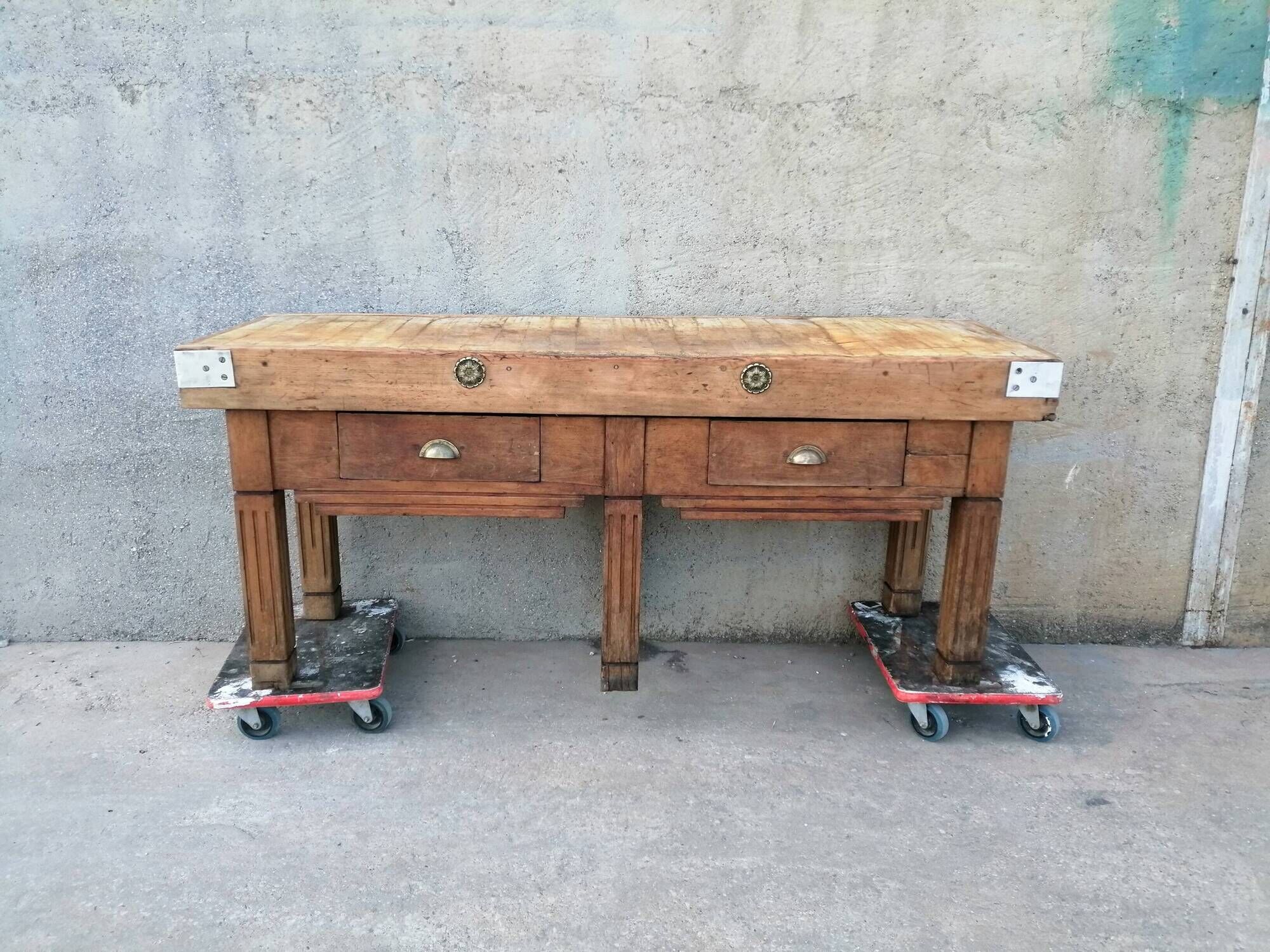 2-drawer block, butcher's shop, beautiful patina, wood color