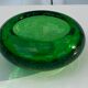 Organic glassware ashtray in signed and vintage green blown glass