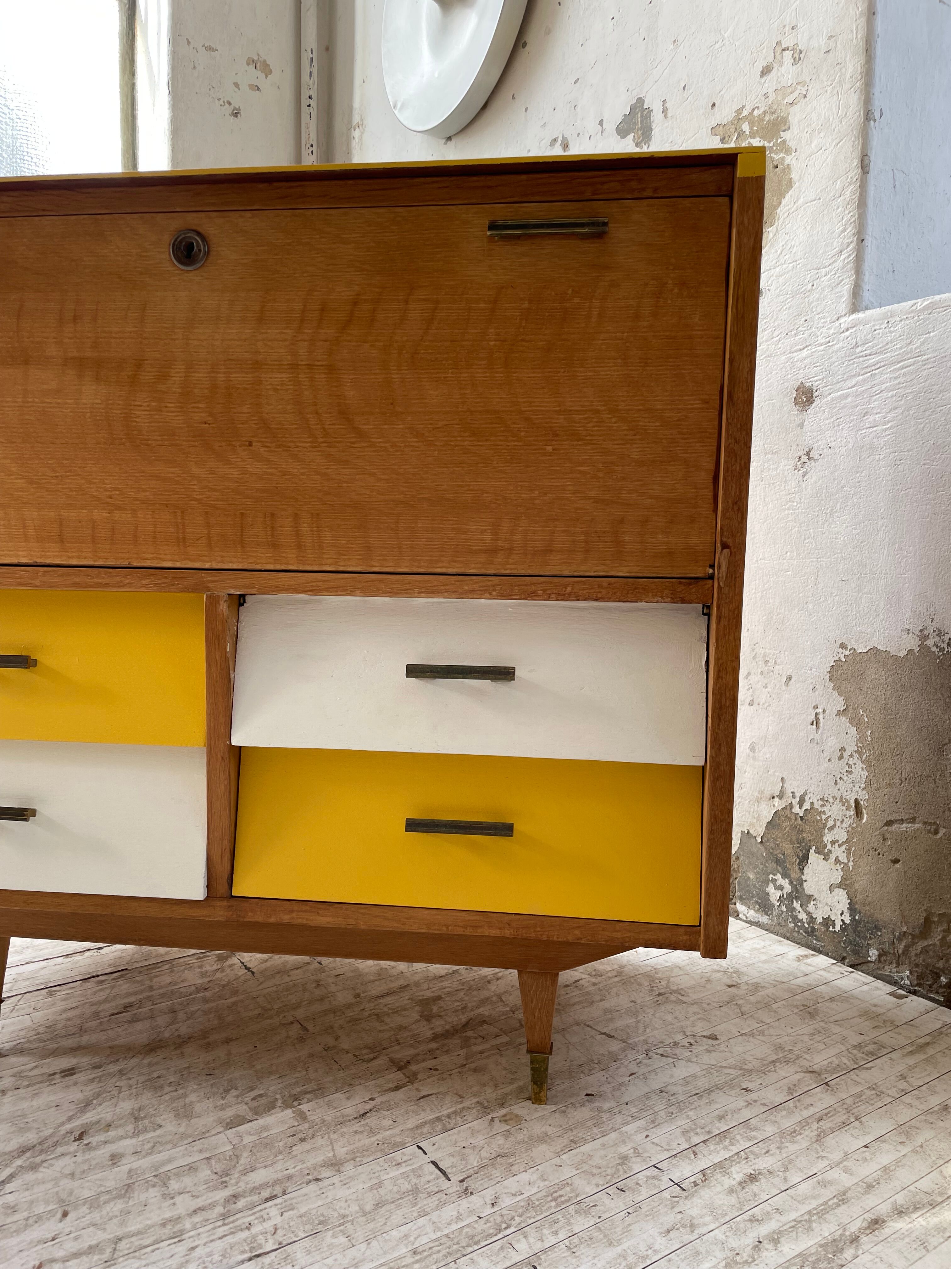 Furniture chest of drawers two-tone 60s