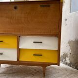 Furniture chest of drawers two-tone 60s