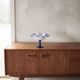 Vintage footed coupe in opaline white and cobalt blue blown glass –