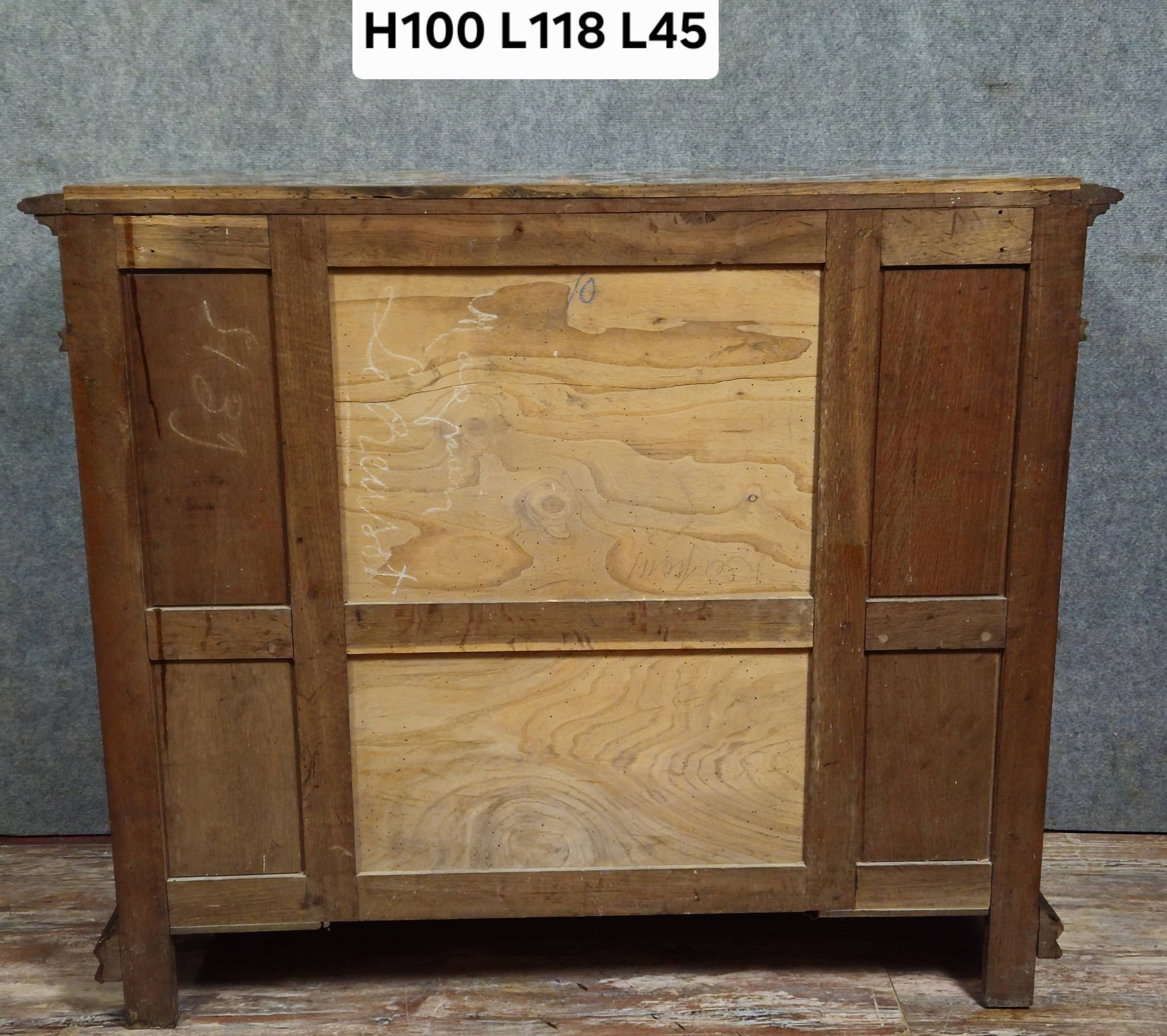 Antique low furniture of the buffet / sideboard / serving table type in Louis XVI style.