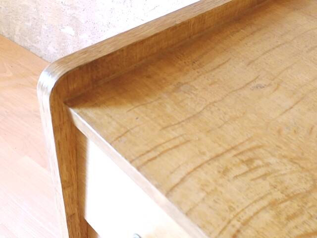 Renovated vintage chest of drawers with compass legs in light gilded wood, 1950-1960