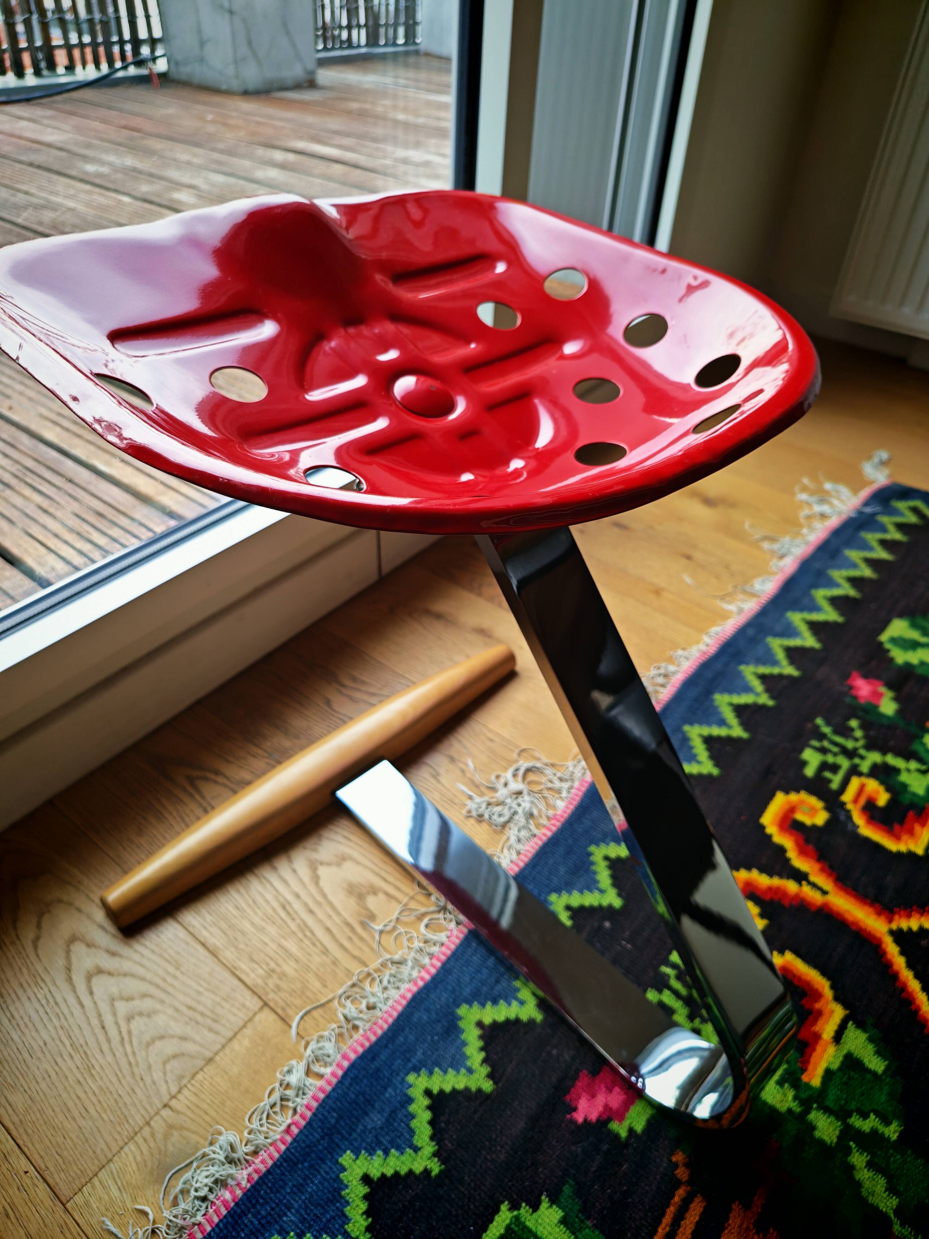 Tabouret Zanotta Mezzadro rouge