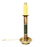 Antique Empire Column Lamp Base, Gilded Brass, Green Candle Holder Chandelier