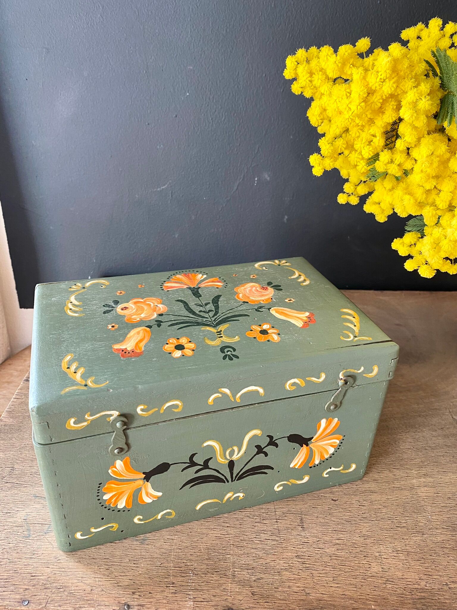 Hand-painted wooden box