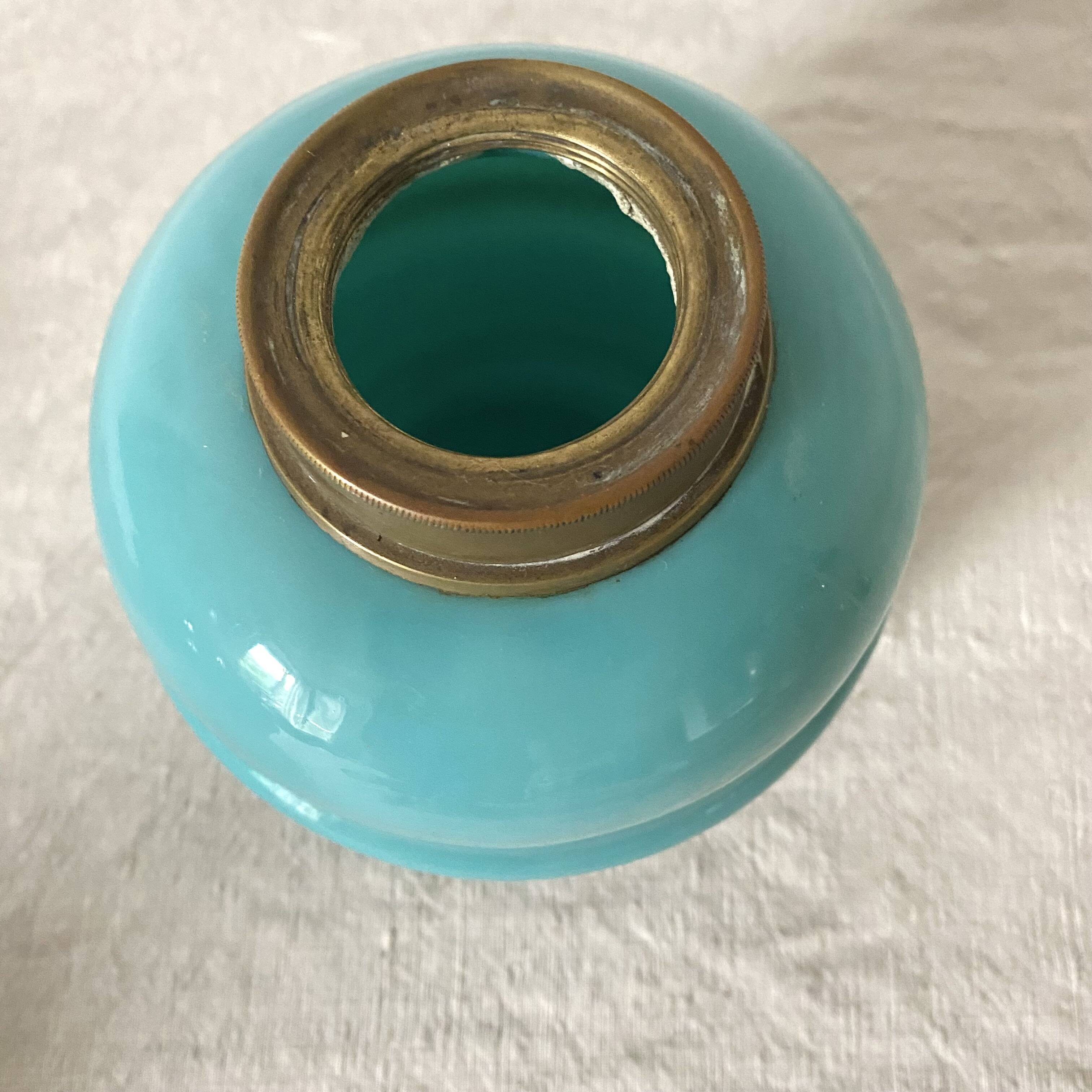 Opaline and brass vase
