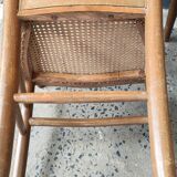 série 4 ancienne chaises bistrot bois assises cannées