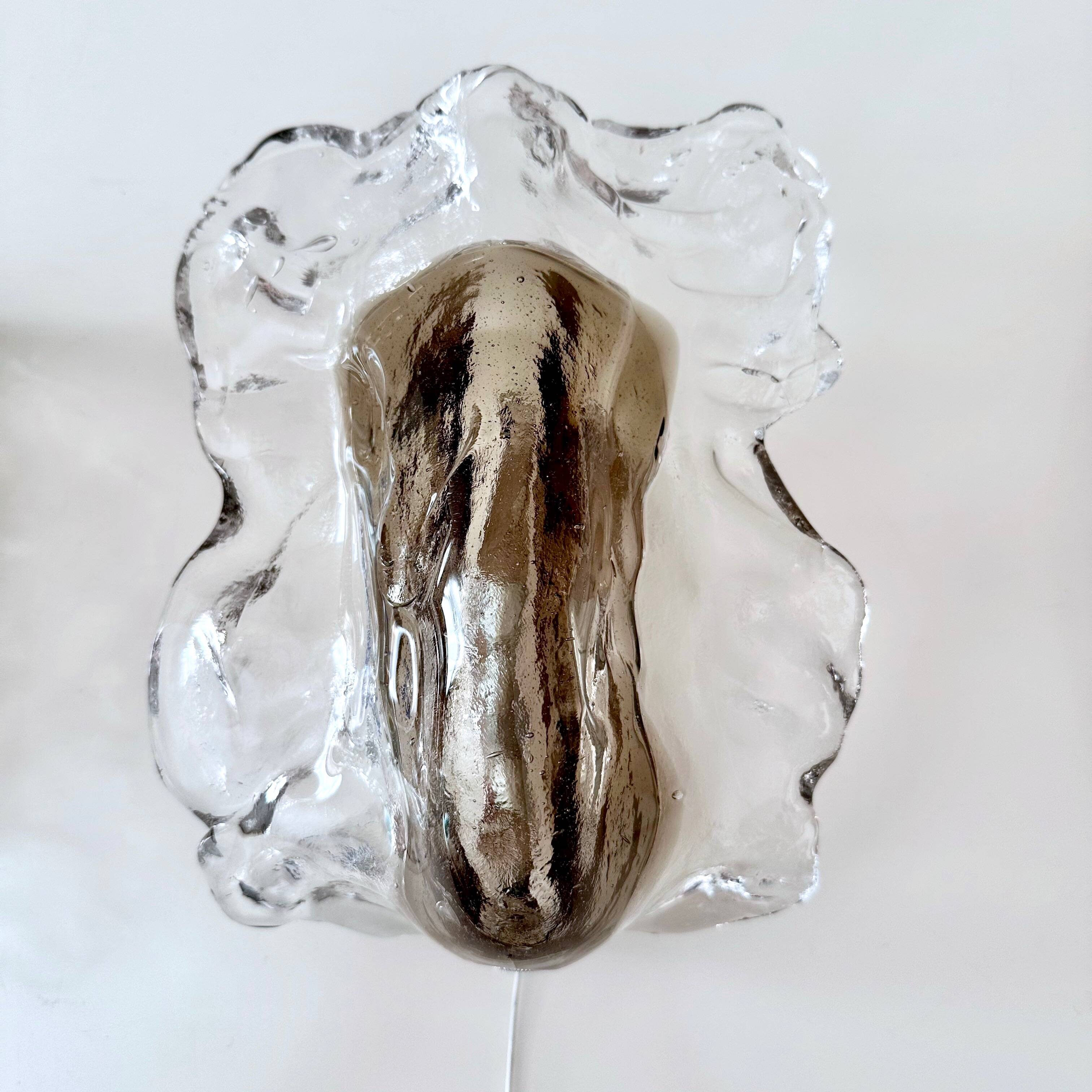 Ice Glass Wall Lights by J.T. Kalmar – Vintage Wall Lamps from the 1960s