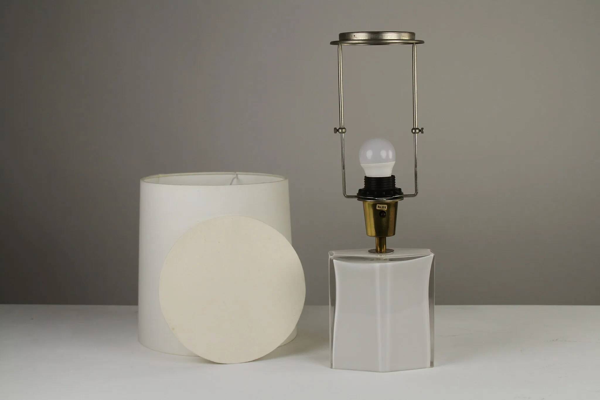 Opaline Glass Table Lamp – Flygsfors, Sweden — Late 1960s / Early 1970s