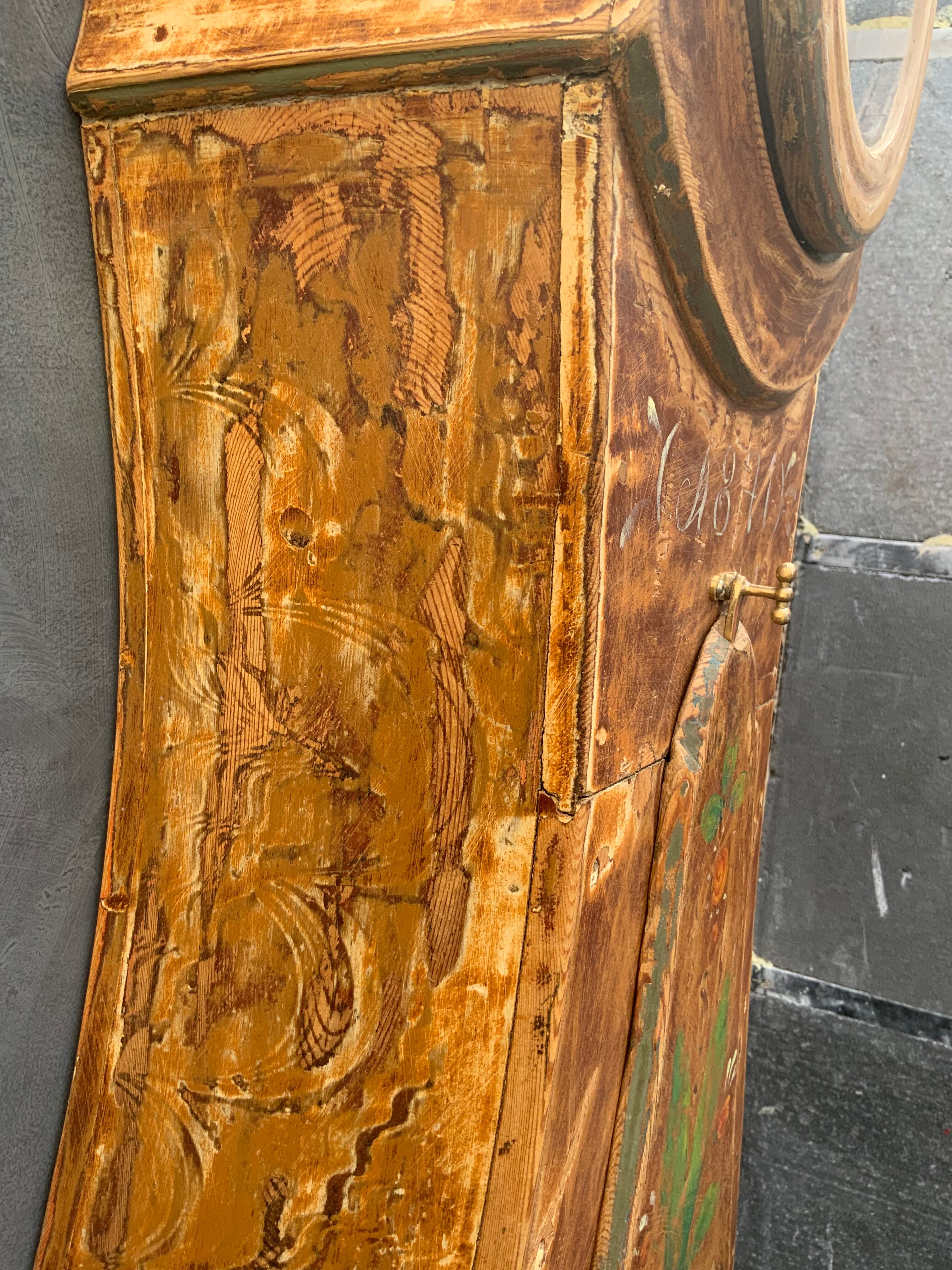 Antique swedish long case mora clock 1841