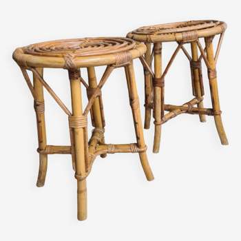 Pair of rattan stools 1960's