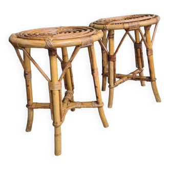 Pair of rattan stools 1960's